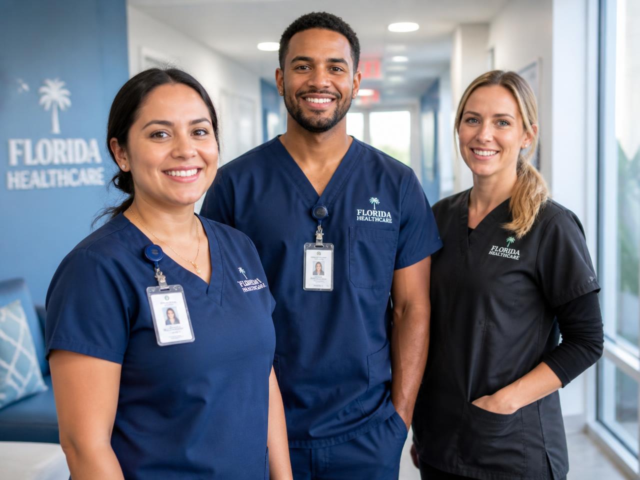 Healthcare workers in a Florida clinic
